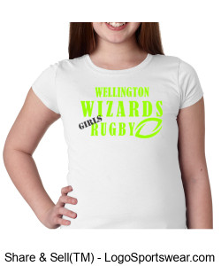 Girls Youth white T-Shirt_ Girls Rugby Design Zoom
