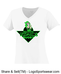 Ladies Performance White T-Shirt with Crest Design Zoom